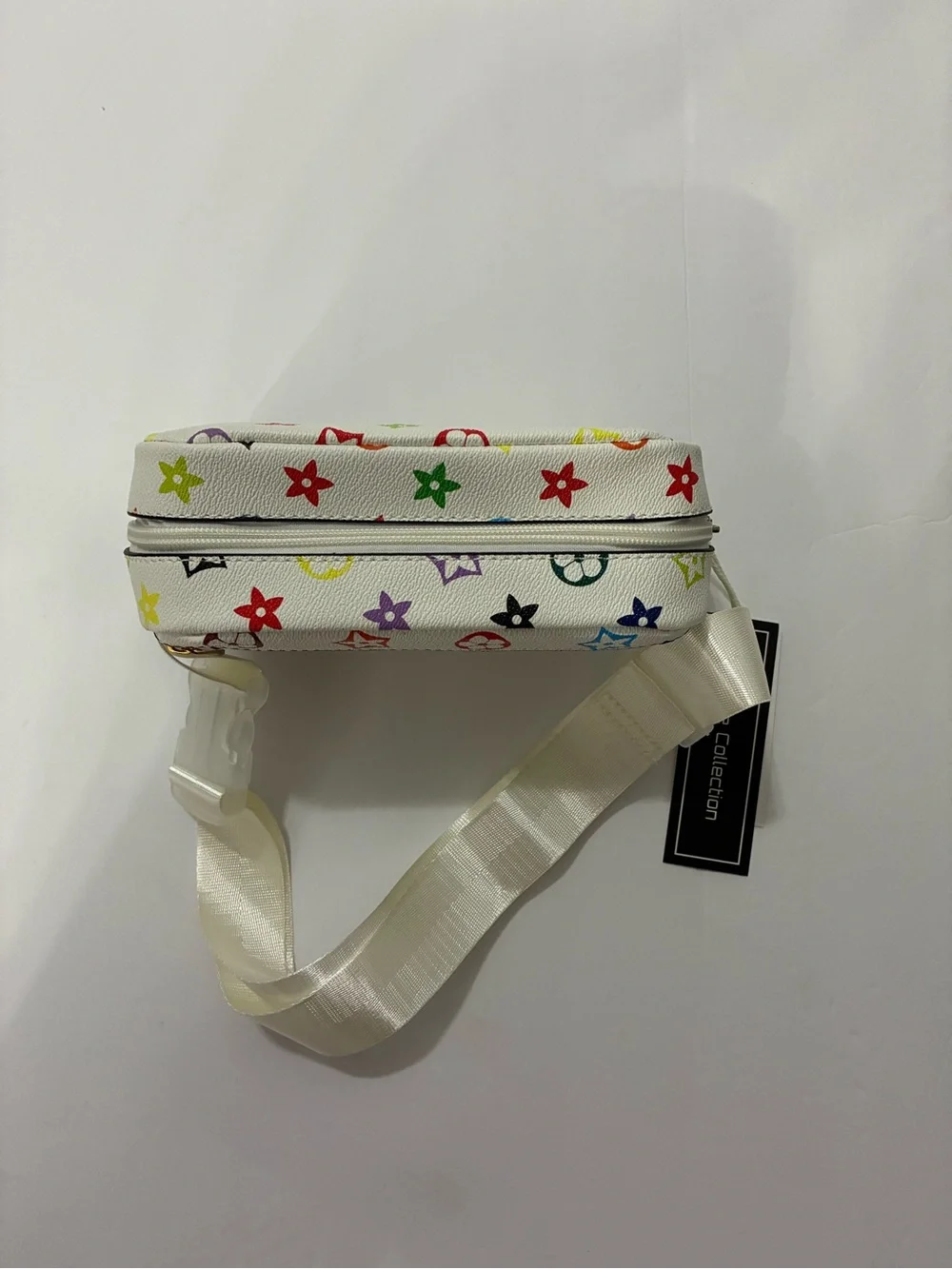 Kids White Multicolor Star Print Belt Bag